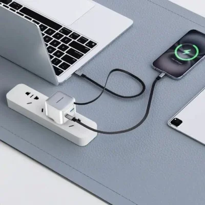 Wall Charger Dual Port | Retractable Gan Charger Powerology - White